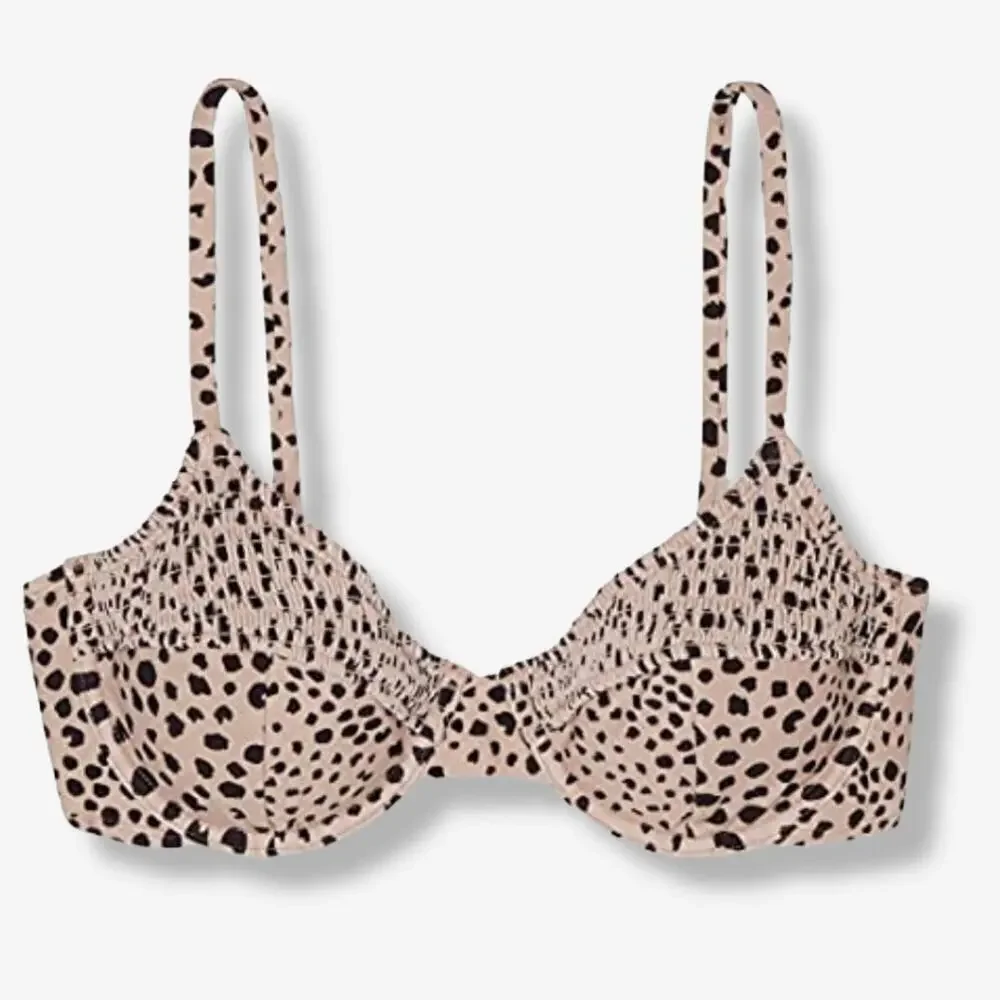 Xhilaration Juniors Animal Print Smocked Underwire Bikini Top – Size XS, New