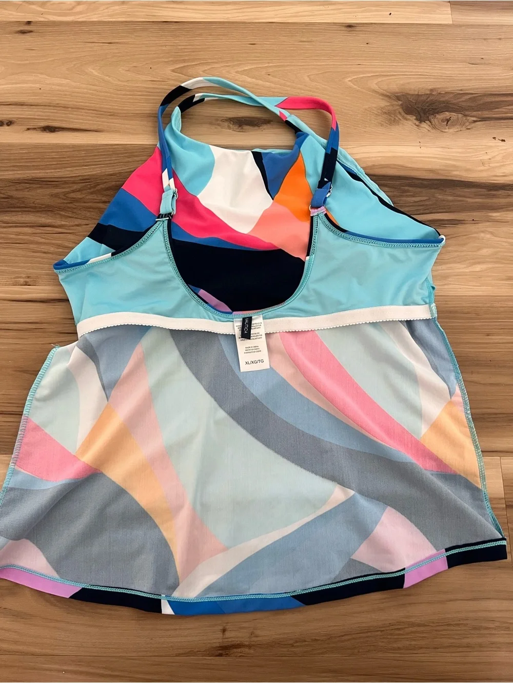 NWOT Nautica Women’s Swim Tankini Top Multicolor Racerback Size XL