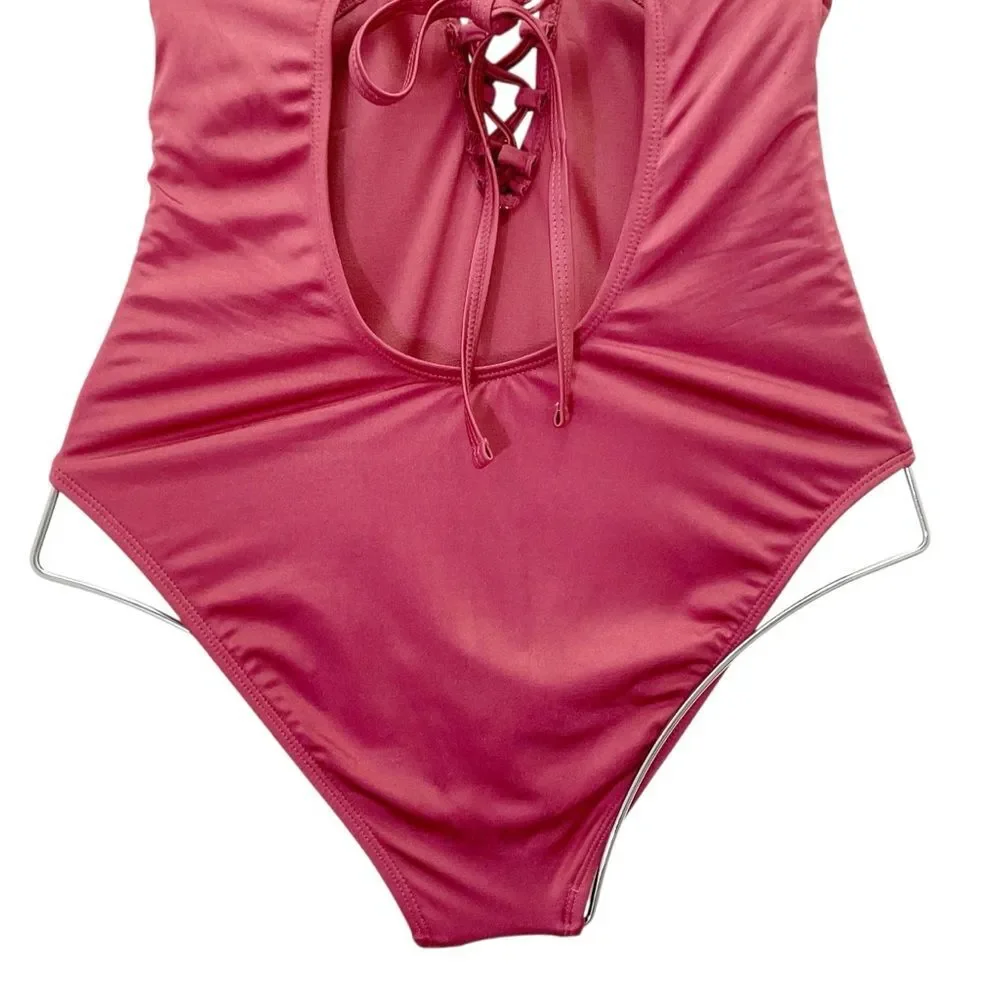 NWT Gianni Bini One Piece Swimsuit Size Small Cabernet Shimmer Bathing Suit NEW