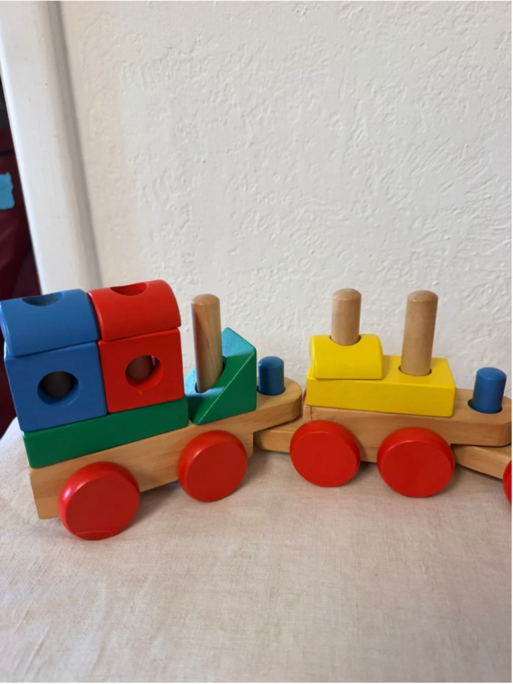 Melissa & Doug Classic Wooden Stacking Train Colorful Blocks Toddler Toy