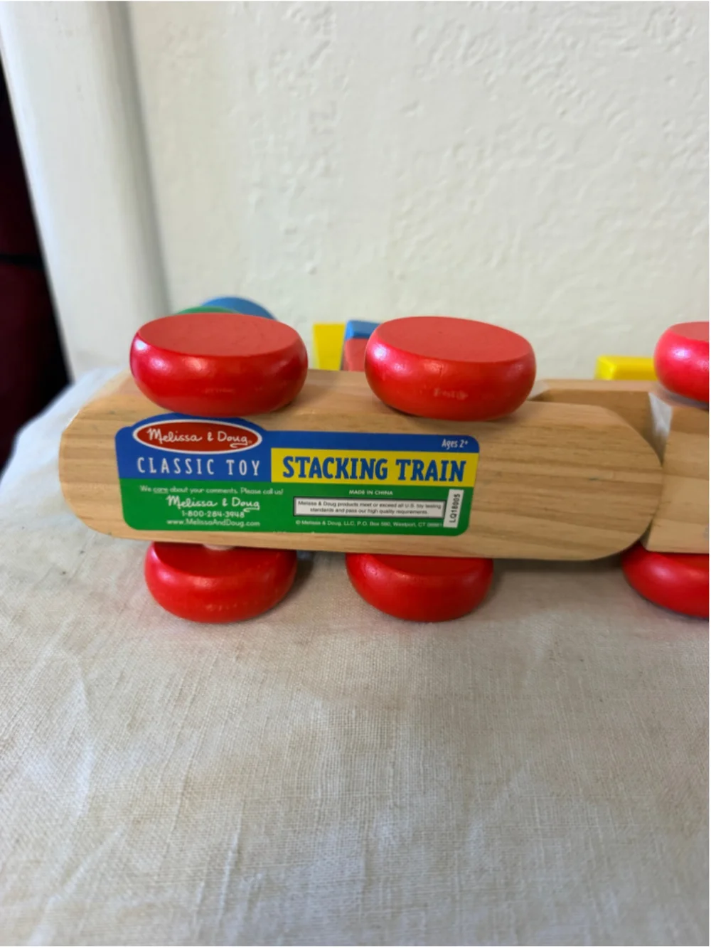 Melissa & Doug Classic Wooden Stacking Train Colorful Blocks Toddler Toy