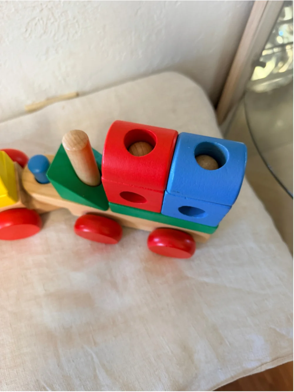Melissa & Doug Classic Wooden Stacking Train Colorful Blocks Toddler Toy