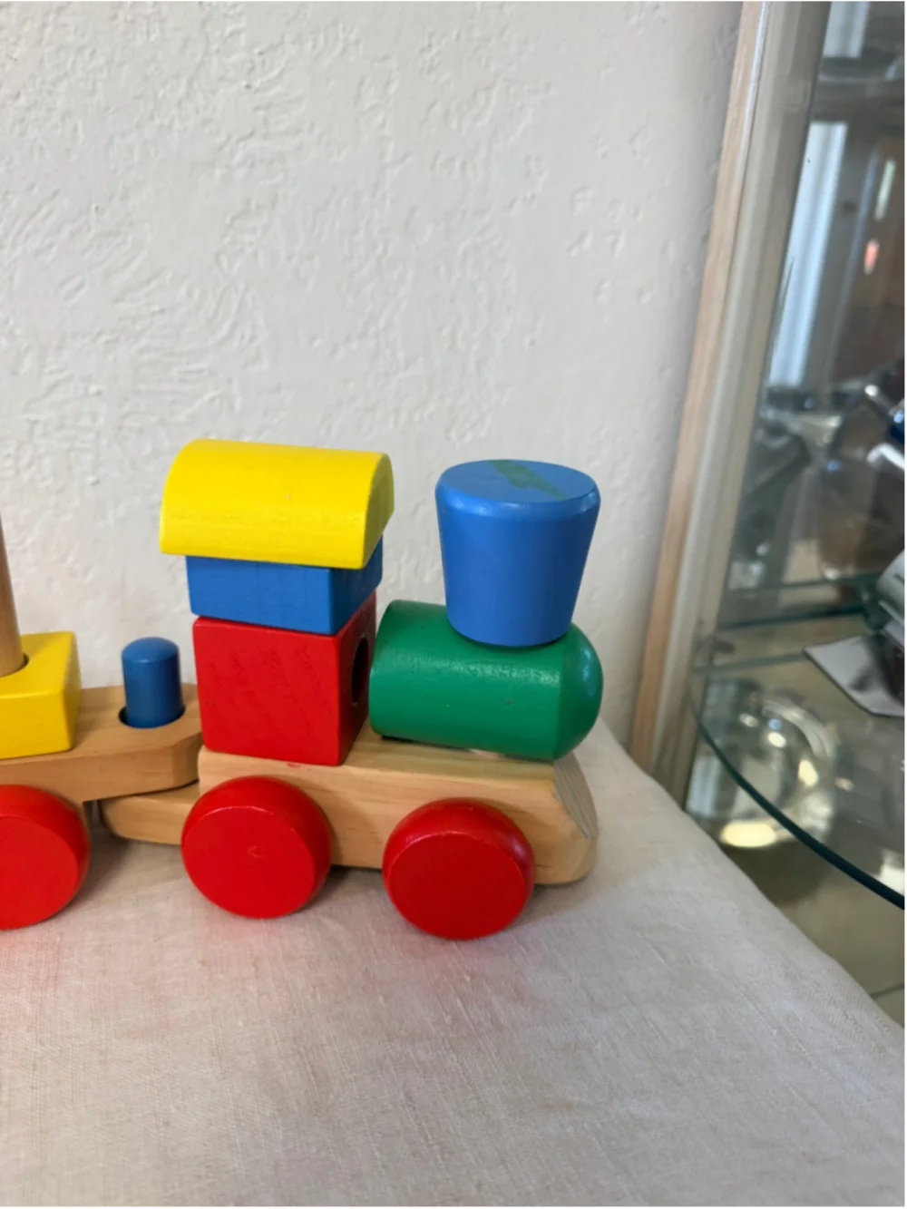 Melissa & Doug Classic Wooden Stacking Train Colorful Blocks Toddler Toy