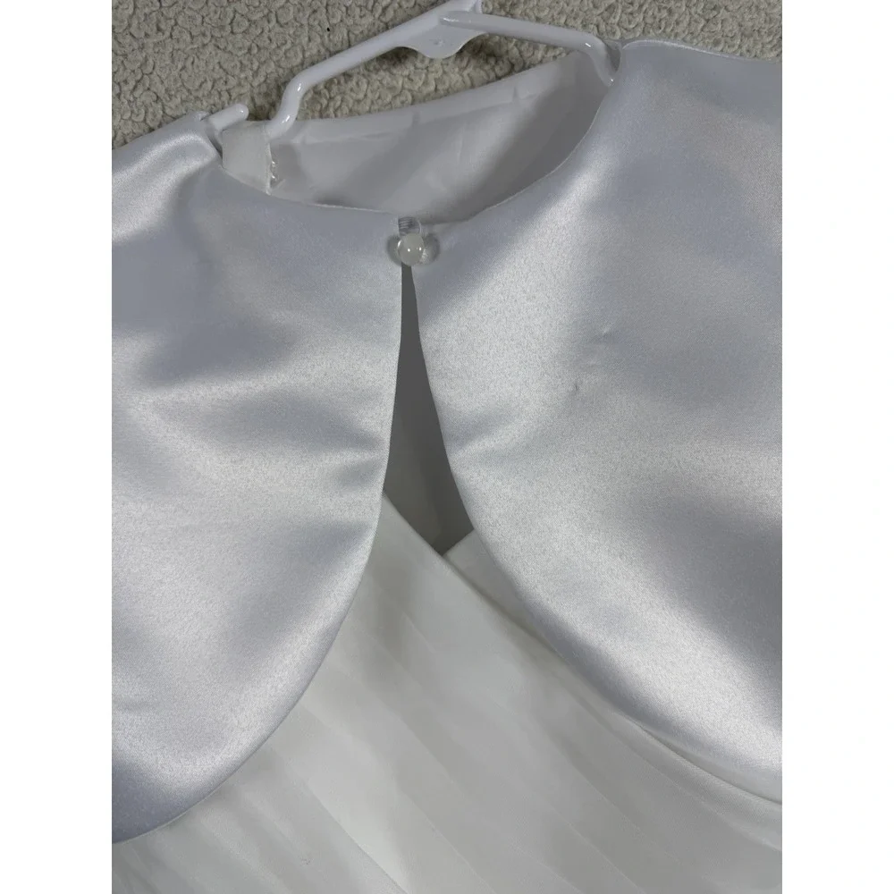 Girls White Tulle Formal Dress Size 130 8-9 Wedding Flower Girl Communion Socks