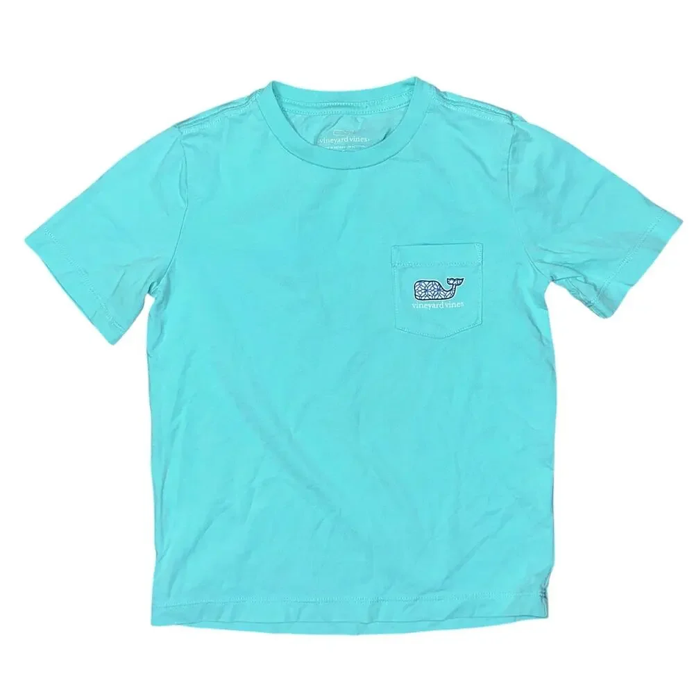 Vineyard Vines Kid's Teal Whale Pocket Tee