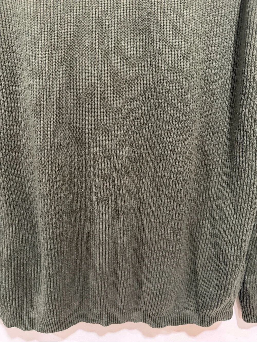 Cherokee Men’s Olive Green 100% Cotton Ribbed Quarter Zip Sweater Size Large