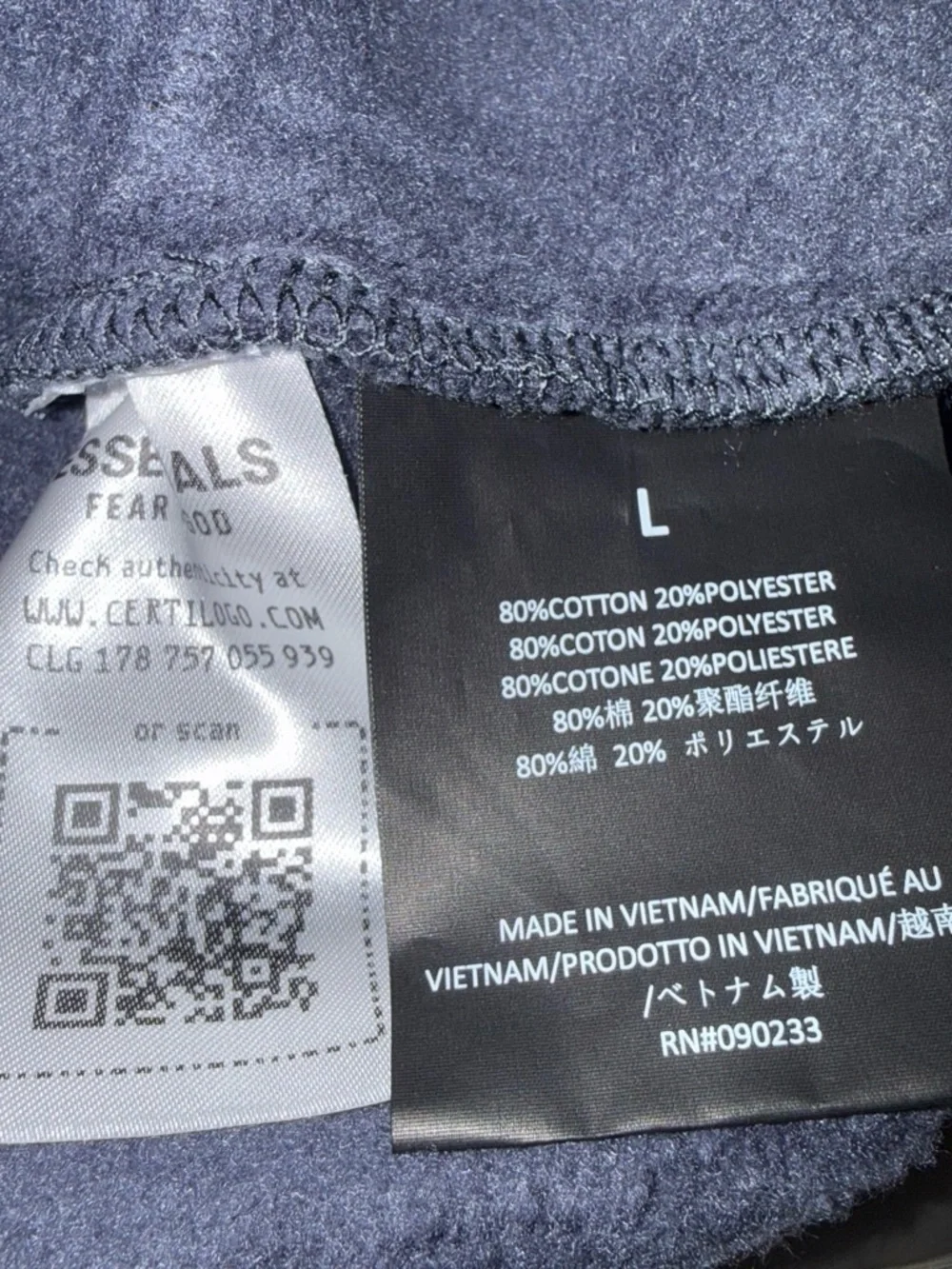 Fear of God Essentials Men's Marine Blue hooded sweatshirt