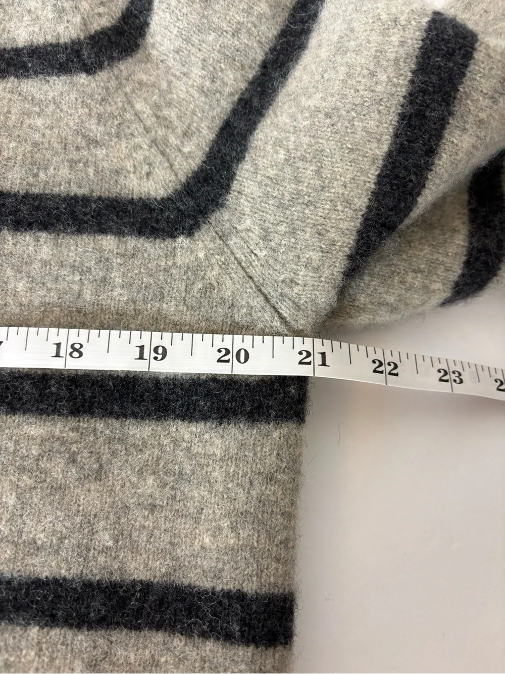 Express Men's 100% Lambs Wool Crewneck Sweater in Gray with Black Stripes