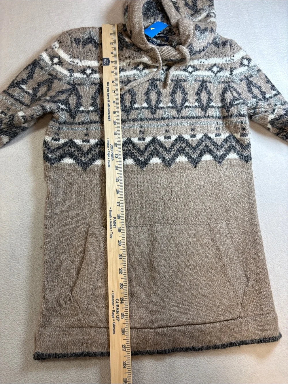 American Eagle Outfitters Taupe Hooded Fair Isle Sweater