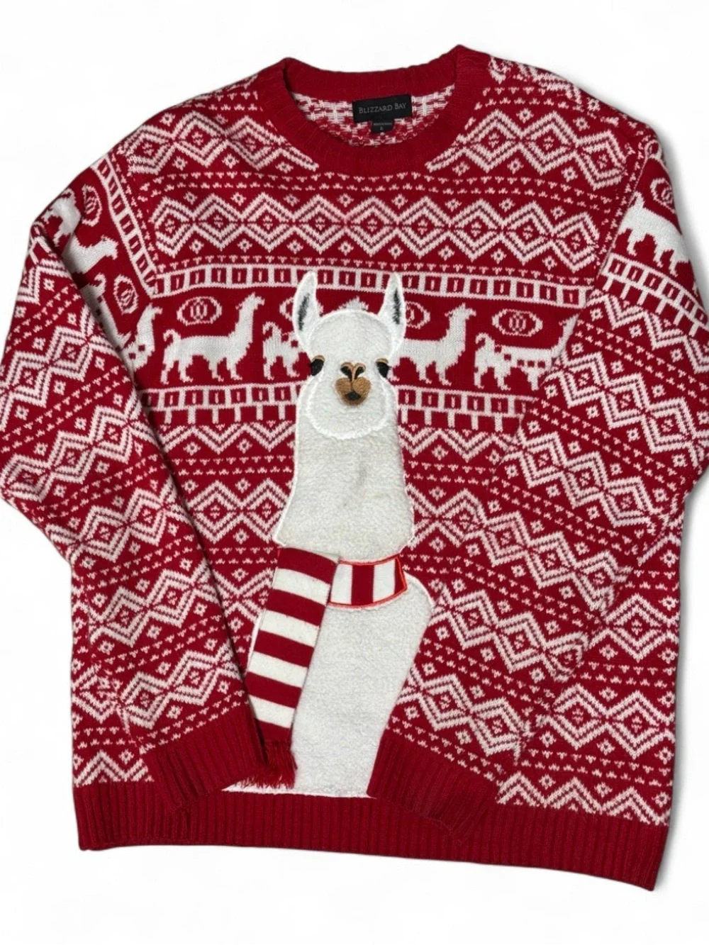 Men’s Blizzard Bay Red & White Llama Christmas Sweater