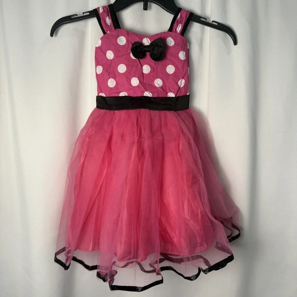 Toddler Girls Minnie Mouse Tutu Fancy Costume Dress 4T Pink Black Polka Dot