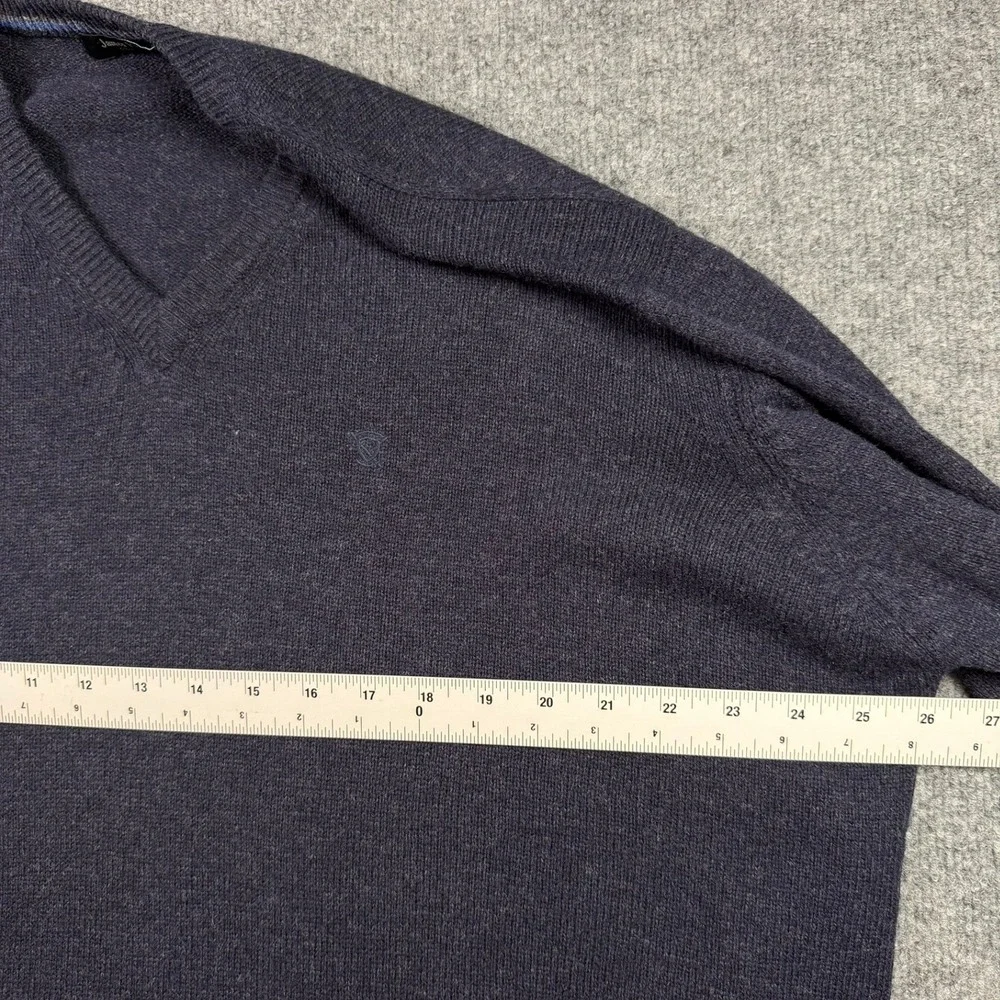 James Pringle Sweater Mens XXL Navy Blue Pure New Wool V-Neck Knit Pullover