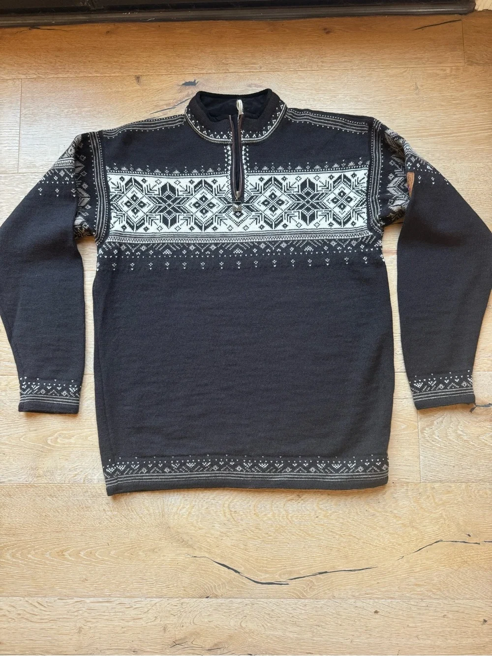 🔥NEW DALE OF NORWAY Blyfjell Sz L Quarter Zip STUNNING! WOOL Fairisle PriceFirm!