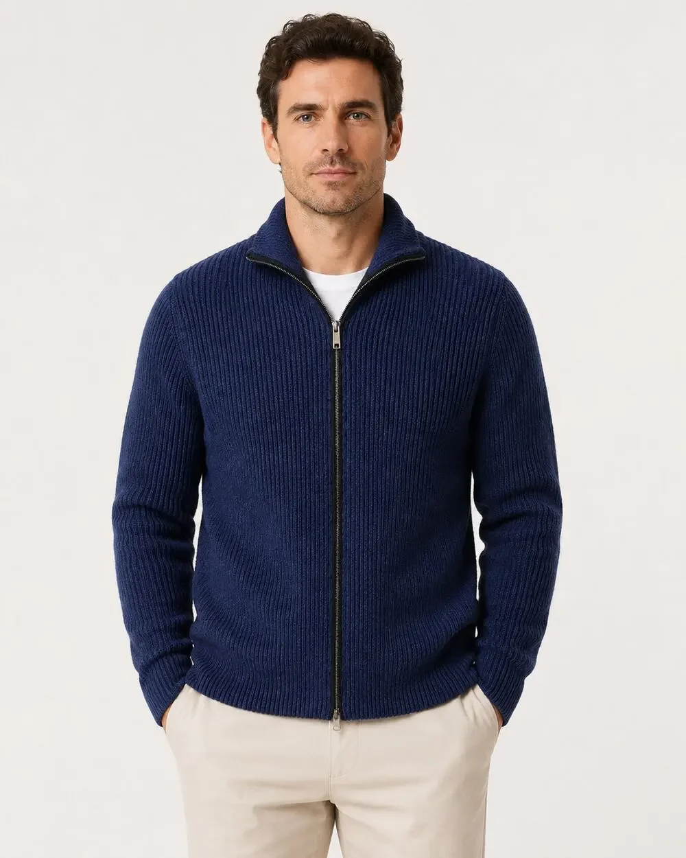 Phil Petter Austria Navy Wool Blend Zip Cardigan Jacket XL 48