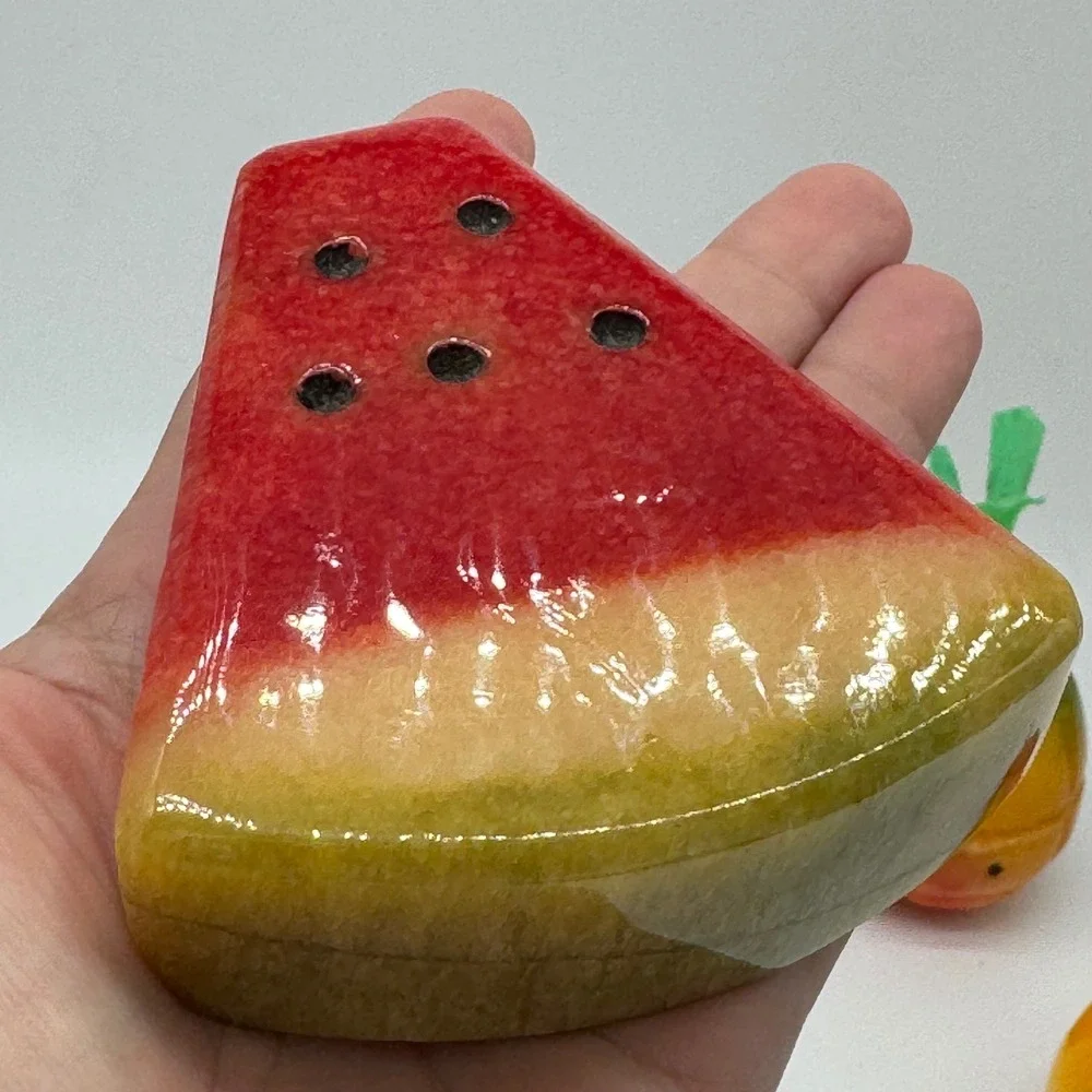 Vtg Italian Alabaster Stone Fruit Set Banana Watermelon Mango Pineapple Italy
