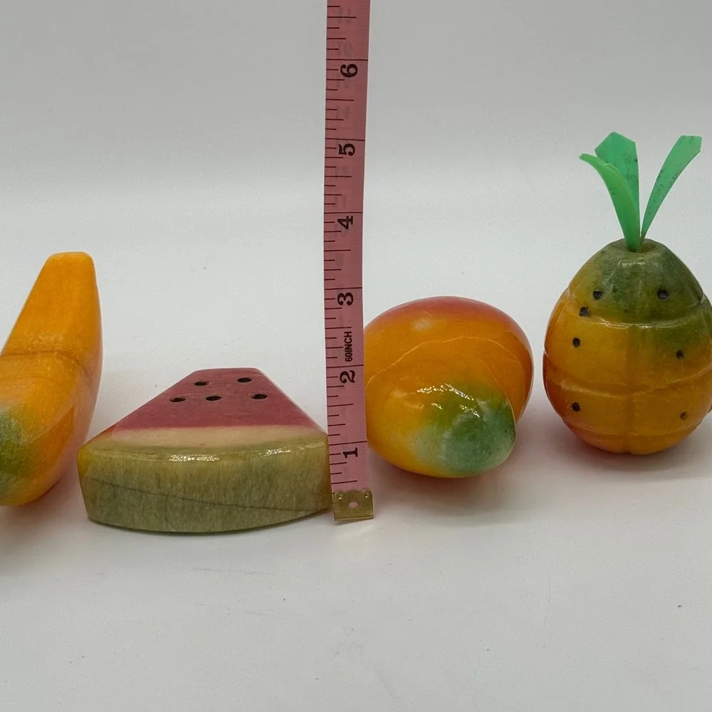 Vtg Italian Alabaster Stone Fruit Set Banana Watermelon Mango Pineapple Italy