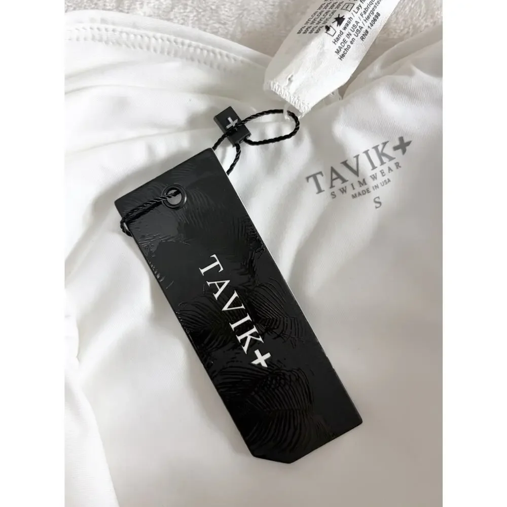 NWT Tavik Free People Size S Eden One-Piece Swimsuit White Textured Chevron