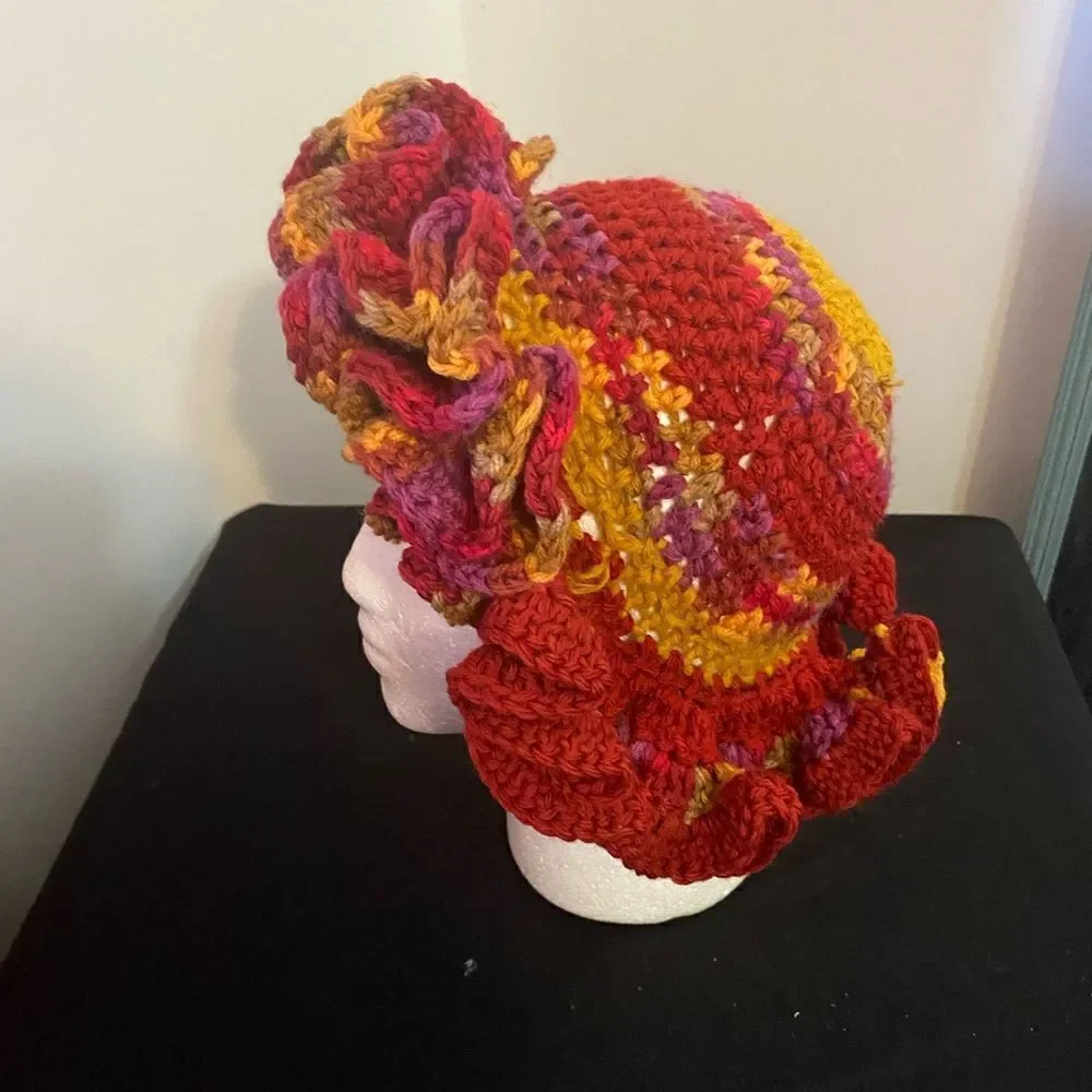Handcrafted Crochet multi-color ruffle bucket hat