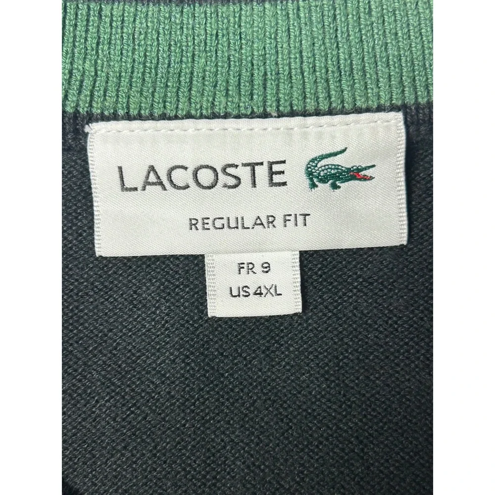 Lacoste Mens Black Regular Fit Crewneck Sweater Embroidered Croc Logo US 4XL FR9
