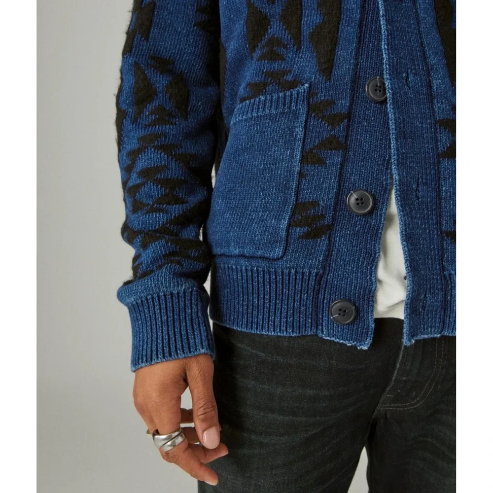 Lucky Brand x Yellowstone sz L Heavy Warm Button Front Knit Sweater Southwestern