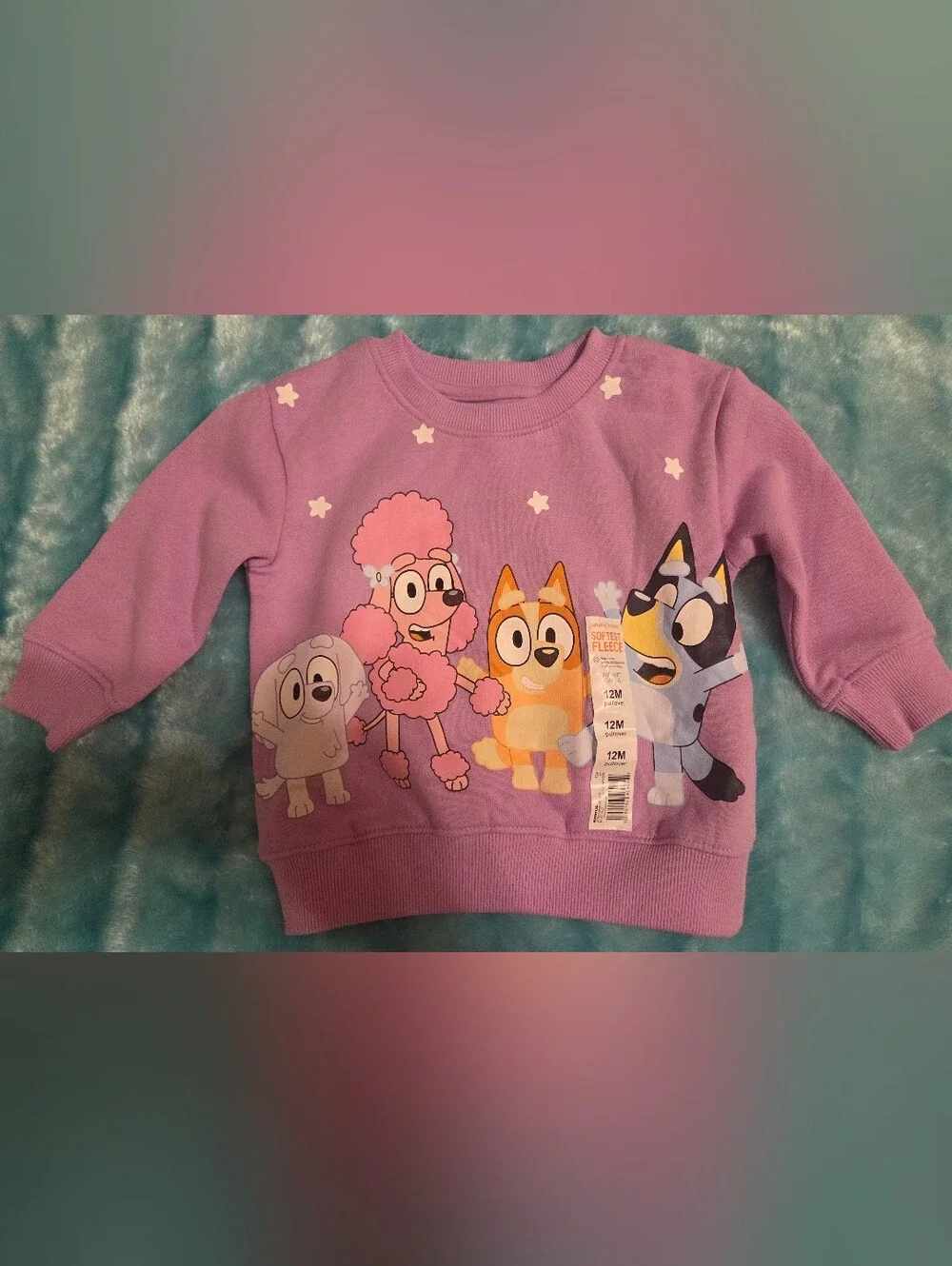 Bundle Bluey and Frozen Elsa Purple and Cream Girls' Character Sweatshirts