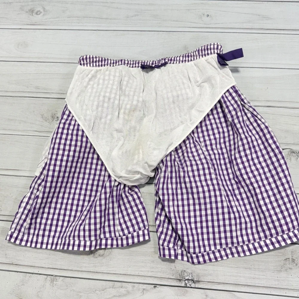 Ralph Lauren Purple Label‎ Swim Trunks Shorts Mens L Purple Check Bathing Suit