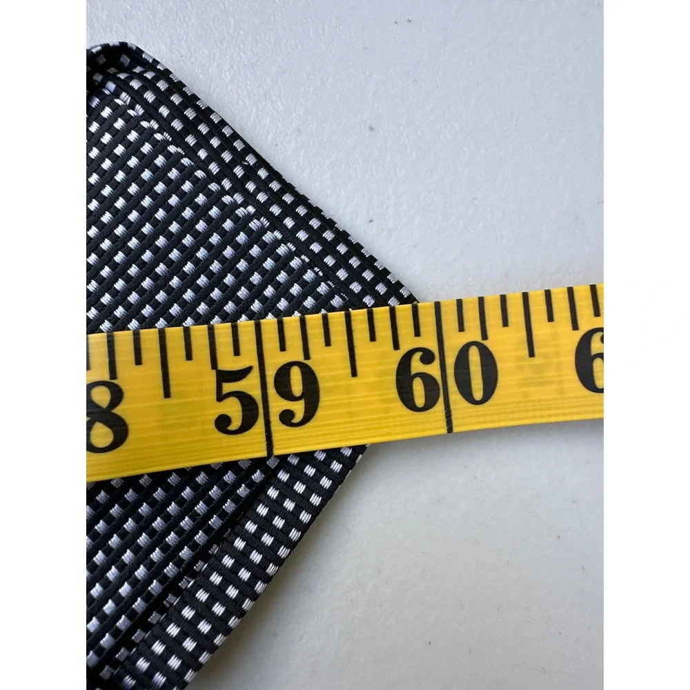 Lanvin Paris Mens Silk Tie Black White Micro Check Italy‎ Design Geometric 59