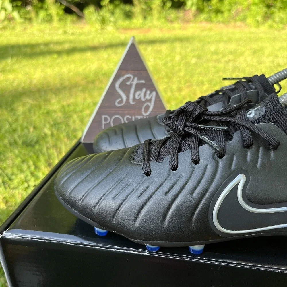 Nike Legend 10 Elite FG Soccer Cleats Men Size 6.5 /‎ Women Size 8 Black / Blue
