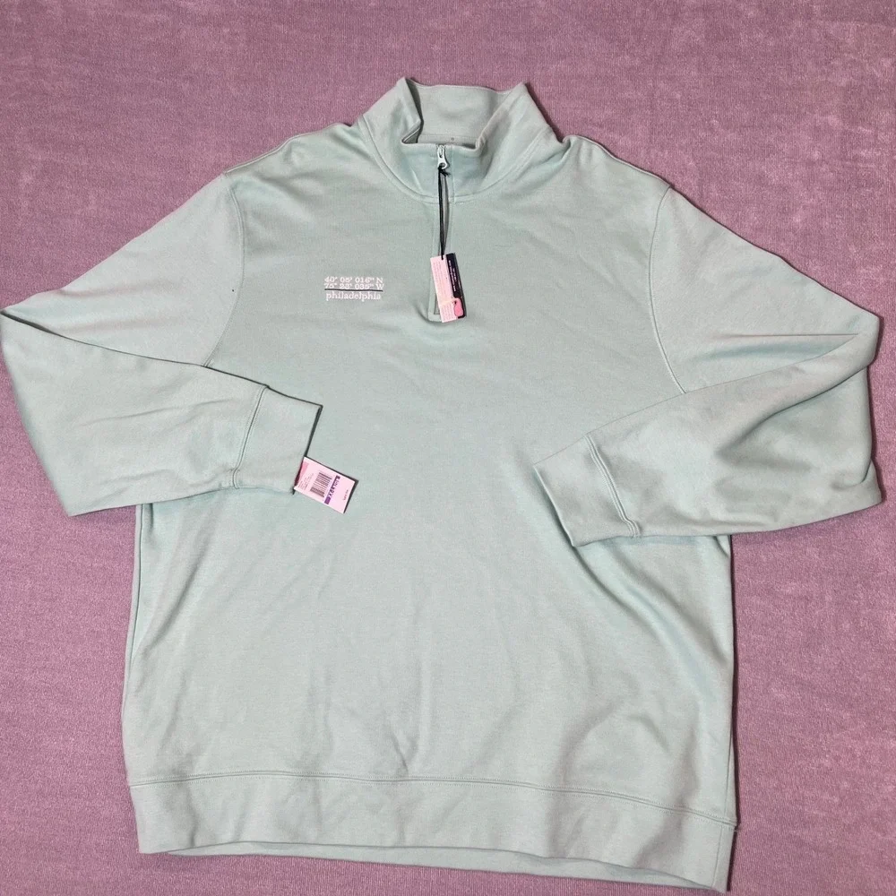 Vineyard Vines Mens XXL Philadelphia Pima Cotton 1/4 Zip Pullover Hammock Green‎
