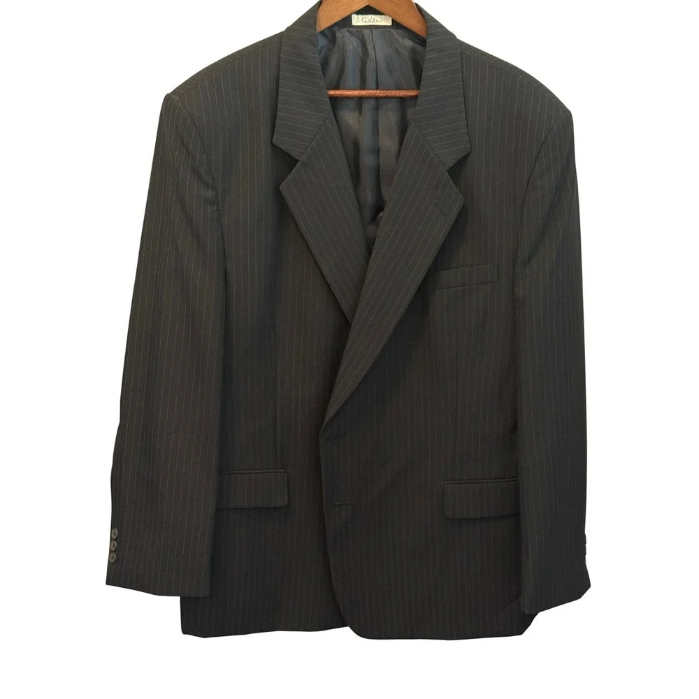 Duke Signature Collection Navy Pinstriped‎ Fully Lined Navy Blazer size 48R