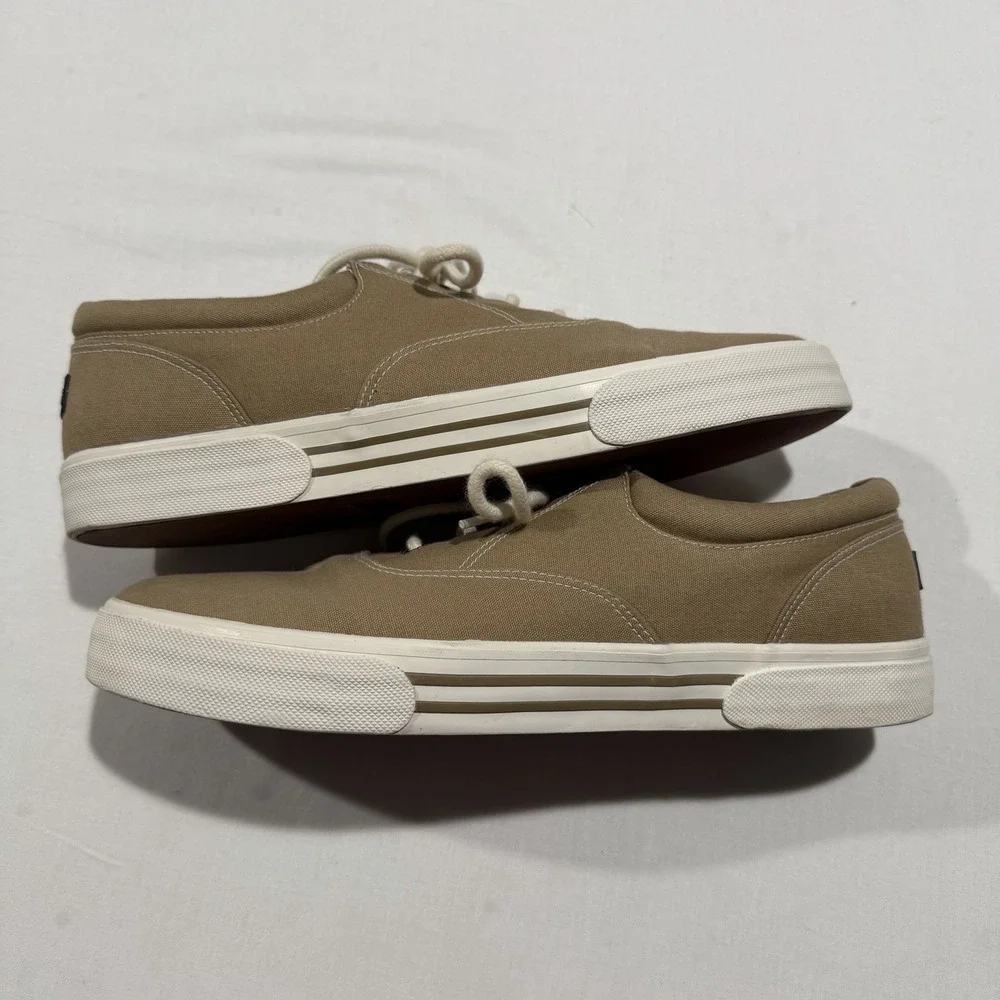 Paul & Shark Yachting Mens 12 EU 45 Canvas Boat Shoes Deck Sneakers Khaki Tan