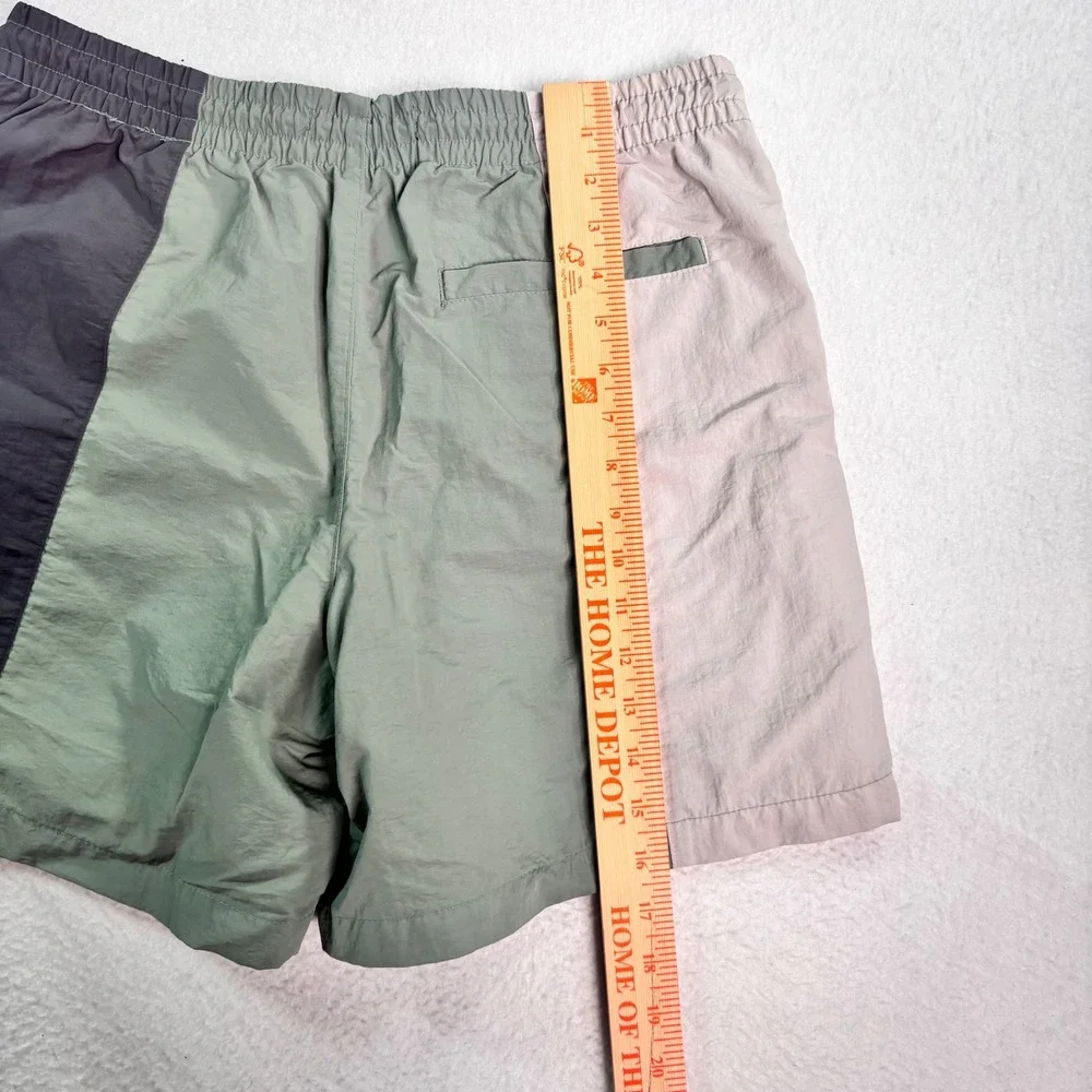 Aeropostale Color Block Swim Trunks Mens Medium Green Gray‎ Lined Beach Shorts