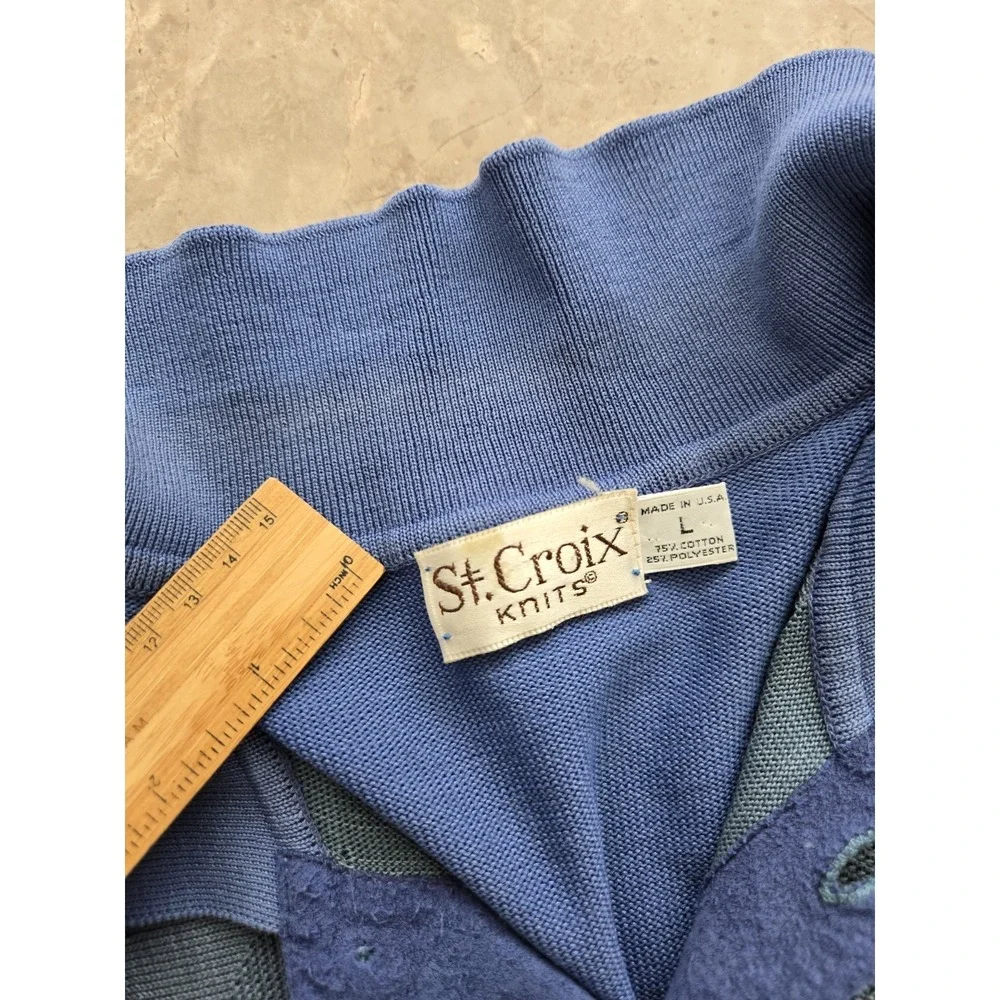 Vintage St.Croix Knits Polo Sweater Shirt Geometric Mens Large Made In USA‎