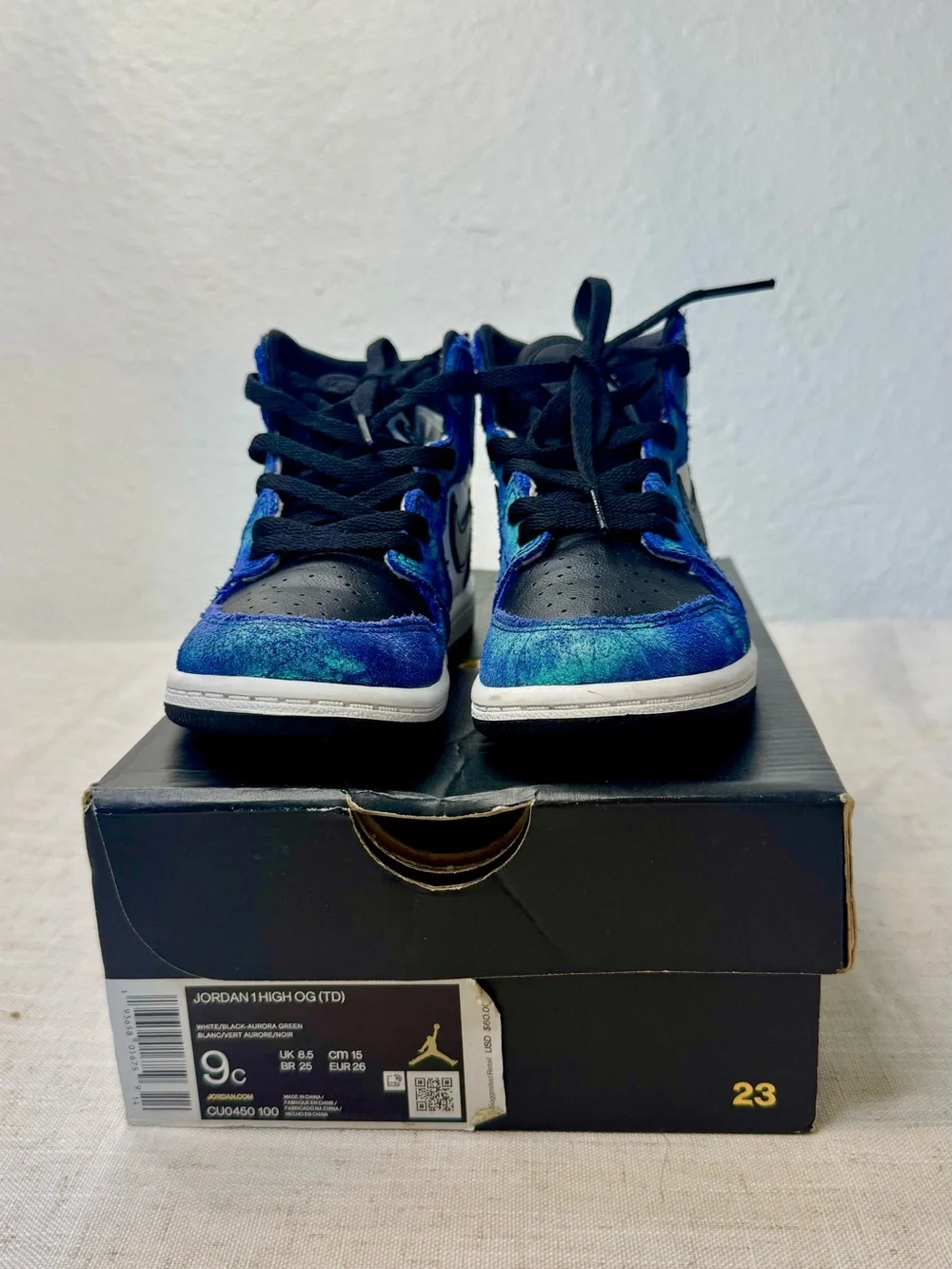 Nike Kids' Jordan 1 High OG Blue TIEDYE High-Top Sneakers
