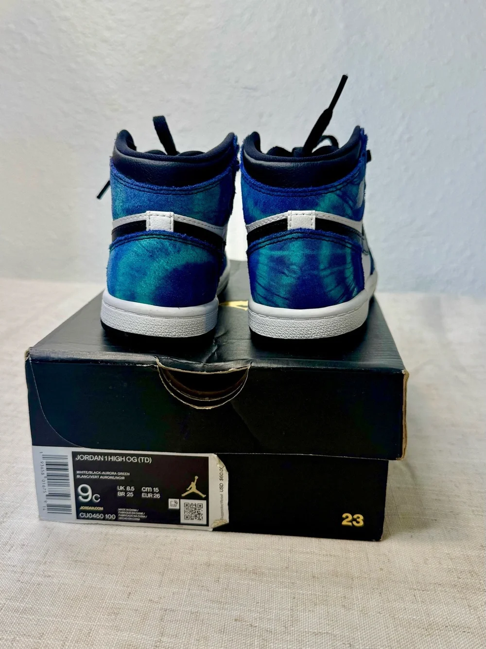 Nike Kids' Jordan 1 High OG Blue TIEDYE High-Top Sneakers