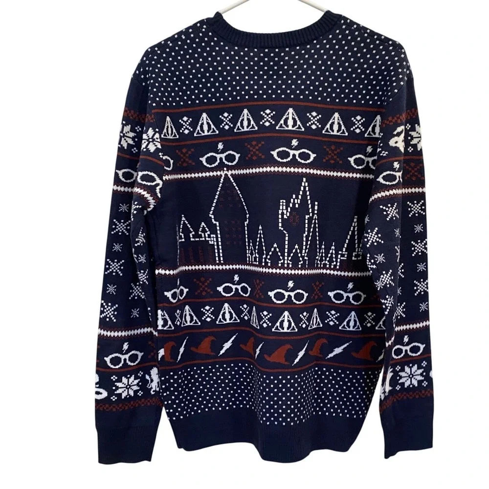 Harry Potter Ugly Christmas Sweater Gryffindor Slytherin‎ Hogwats House Crests