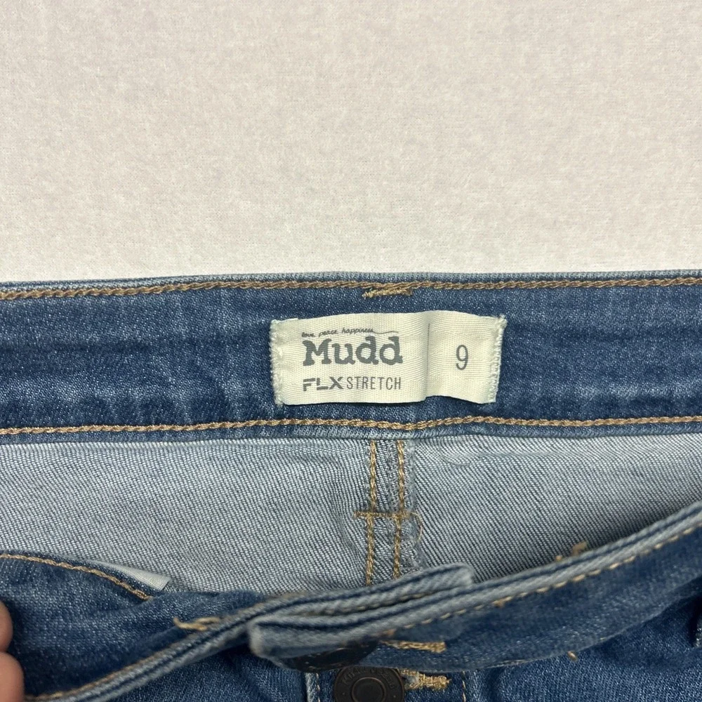 Mudd Skirt Juniors Teens‎ Size 9 Blue Mini Flx Stretch Cotton Blend Button Front