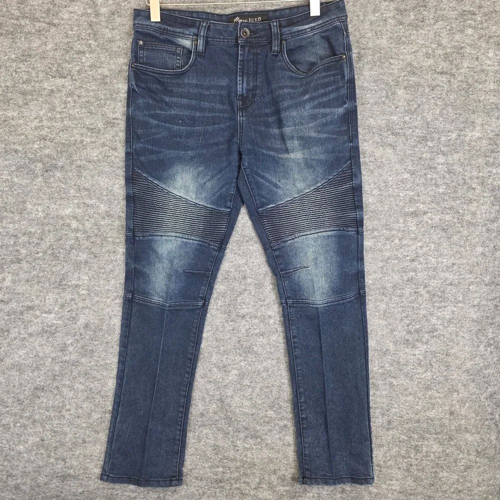 Marc Ecko Cut & Sew Jeans Mens 34x31 Blue Skinny Stretch‎ Denim Pockets Casual