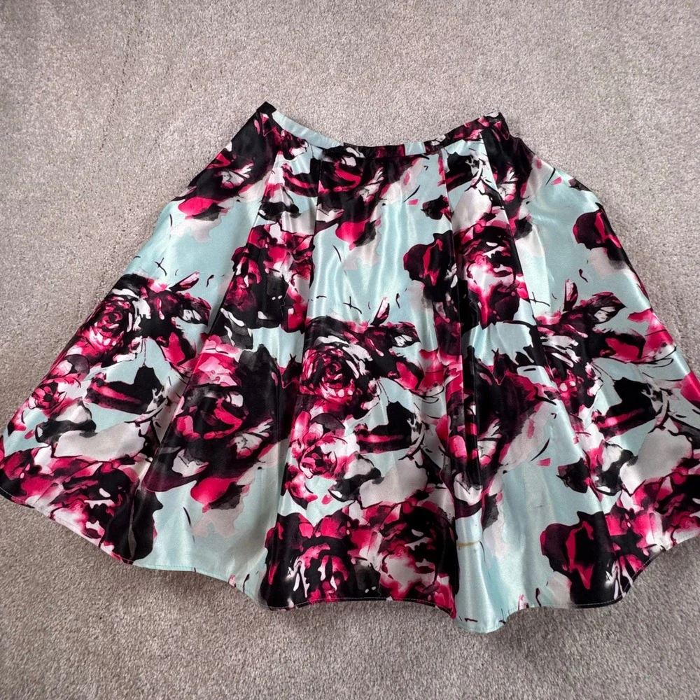 Blondie Nites Stacy Sklar Floral Satin Skirt Tulle Crinoline Blue Pink Black‎ 3