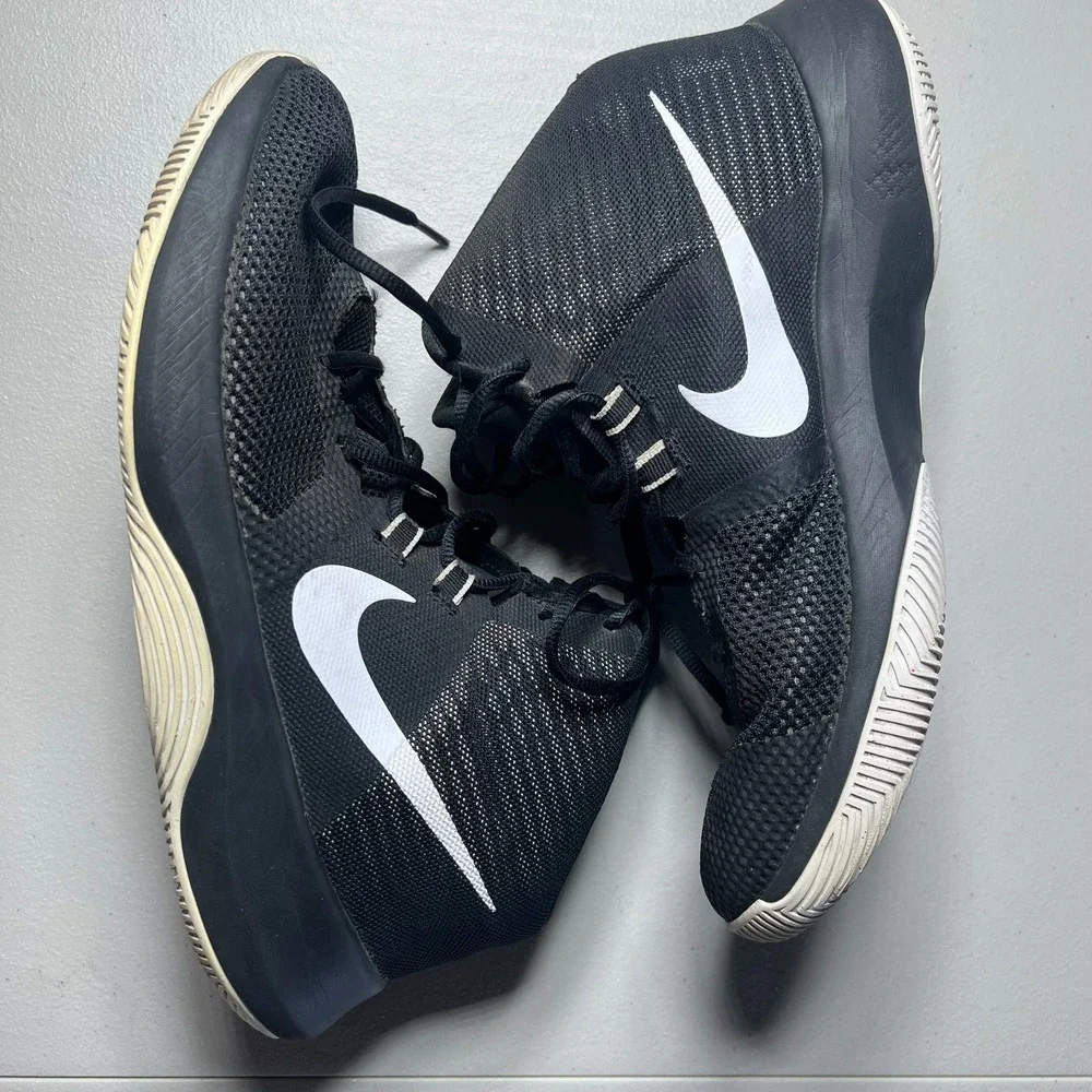 Nike Air Precision Mens Size 10 Black White Basketball Shoes Sneakers 898455-001