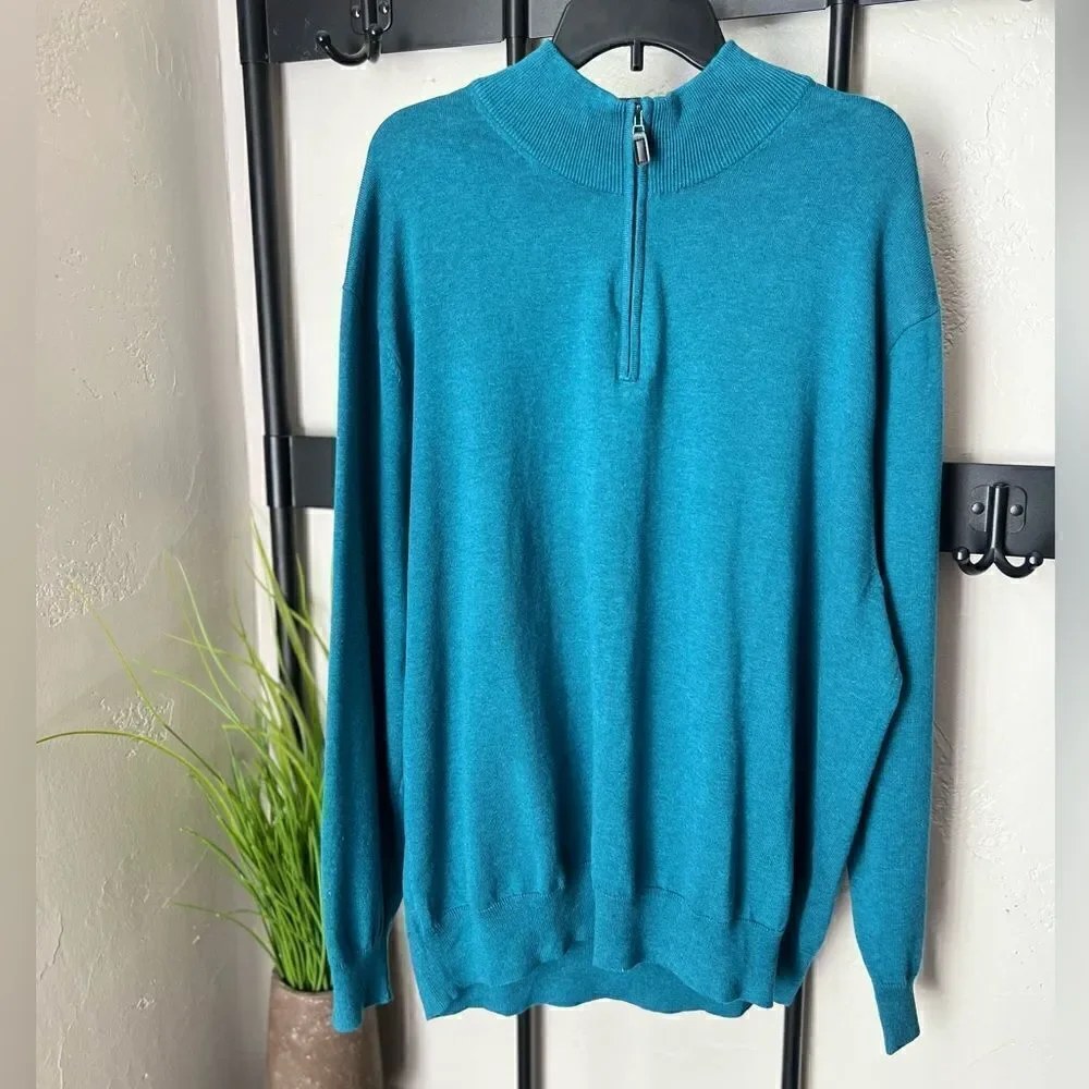 Jos a bank signature collection sweater teal size 2X prima cotton