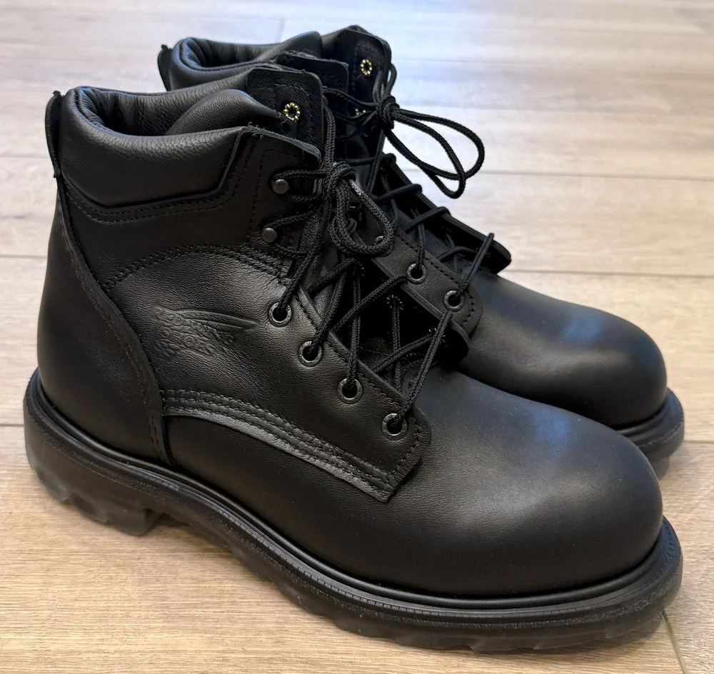 RED WING 607 BLACK 6-INCH SOFT TOE SLIP RESISTANT SUPER SOLE 2.0 WORK BOOTS 10