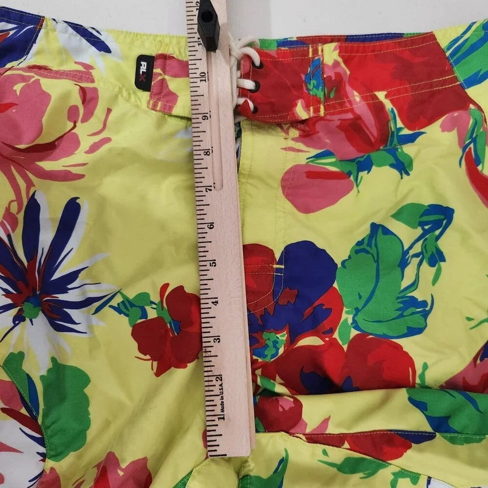 Ralph Lauren Boardshorts Mens Size 32 Floral Yellow Tropical Surf RLX Swim Short