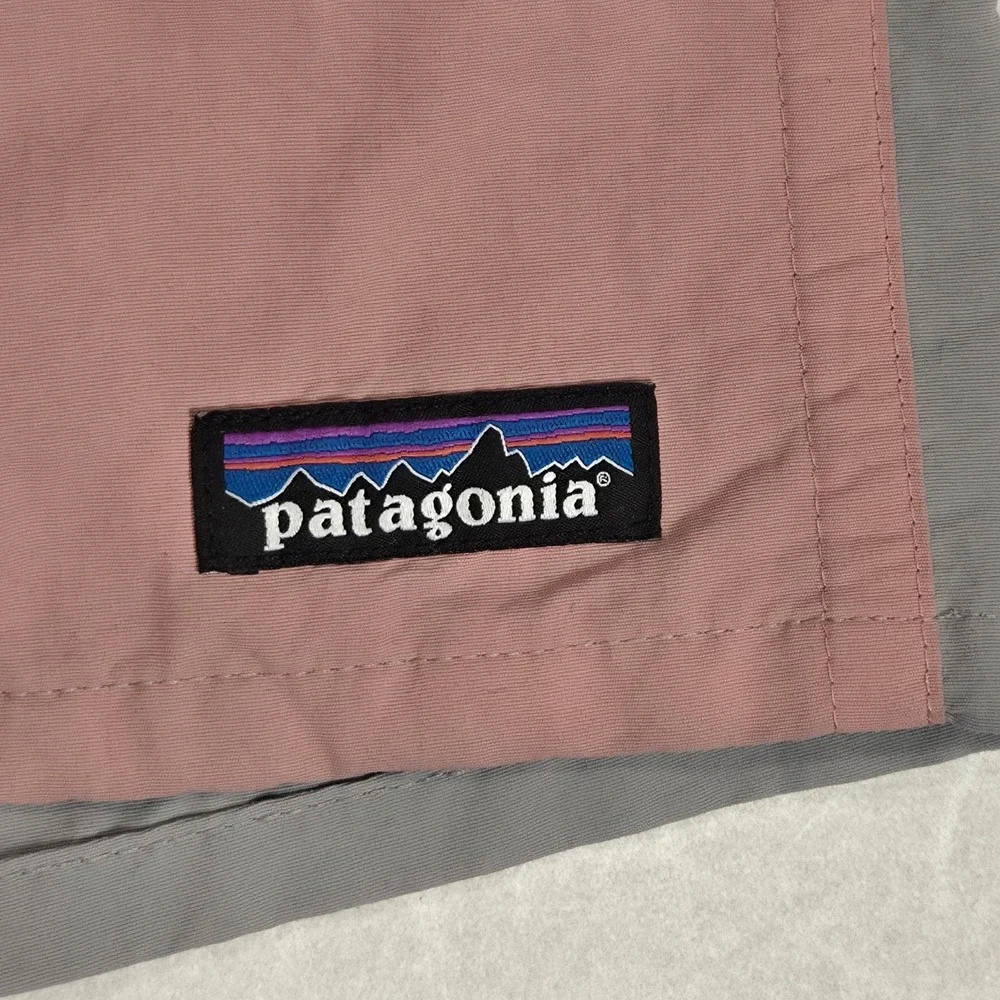 Patagonia Drawstring Waist Shorts Swim Trunks Size XS Gray And Pink Color Block