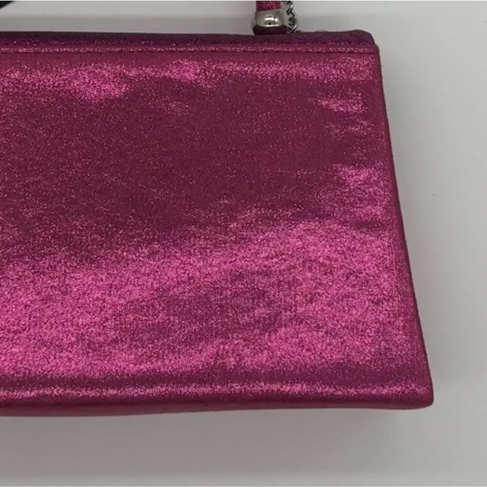 Dasein Women’s Pink Glitter Top Handle Clutch, Silver Chain, Detachable, Lined