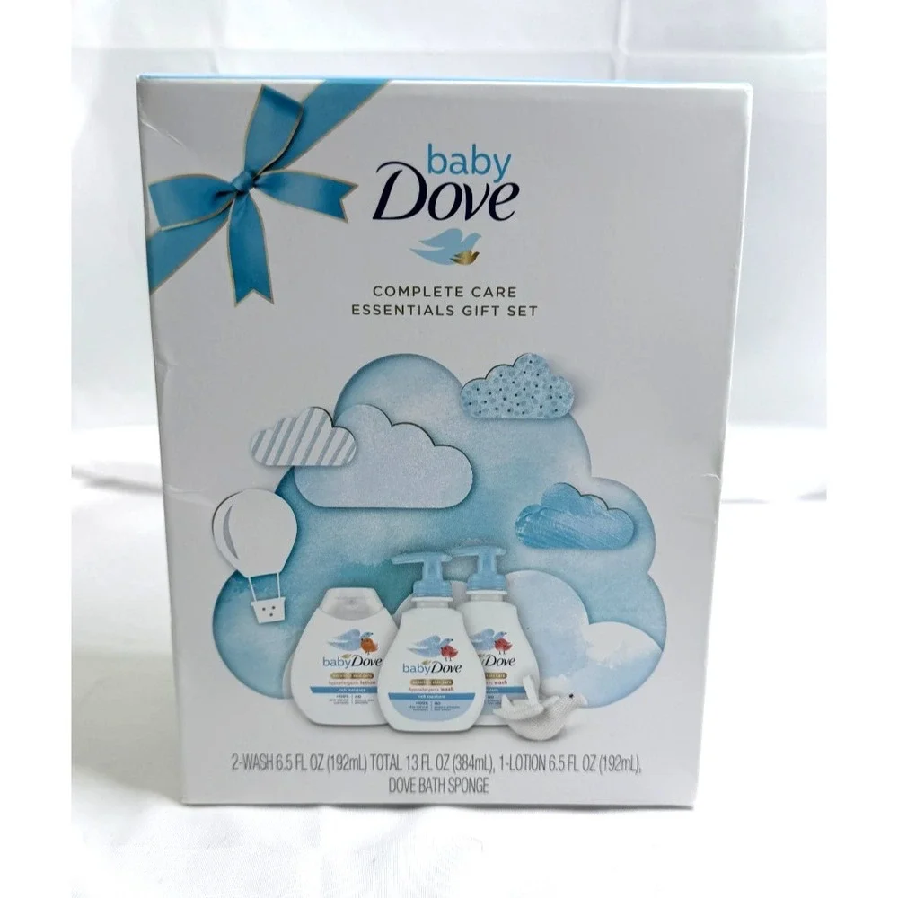 Baby Dove Complete Care Essentials Gift Set Wash Lotion‎ Bath Sponge New