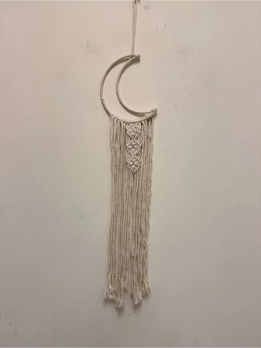 Cream Crescent Moon Macramé Wall Tapestry Boho Wall Art