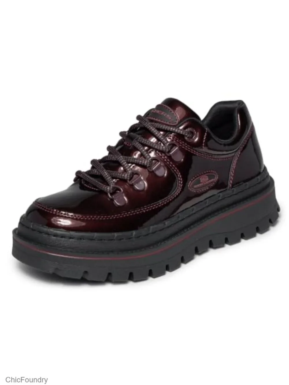 Patent Leather Platform Sneaker Boots with Memory Foam, Lace-Up