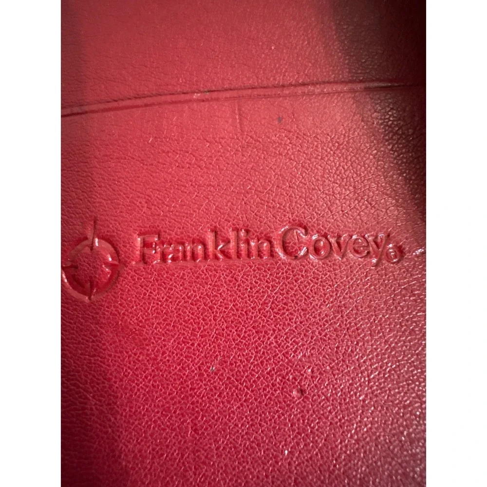 Franklin Covey Red‎ Nappa Leather Zip Around 7 Ring Planner Organizer 27227