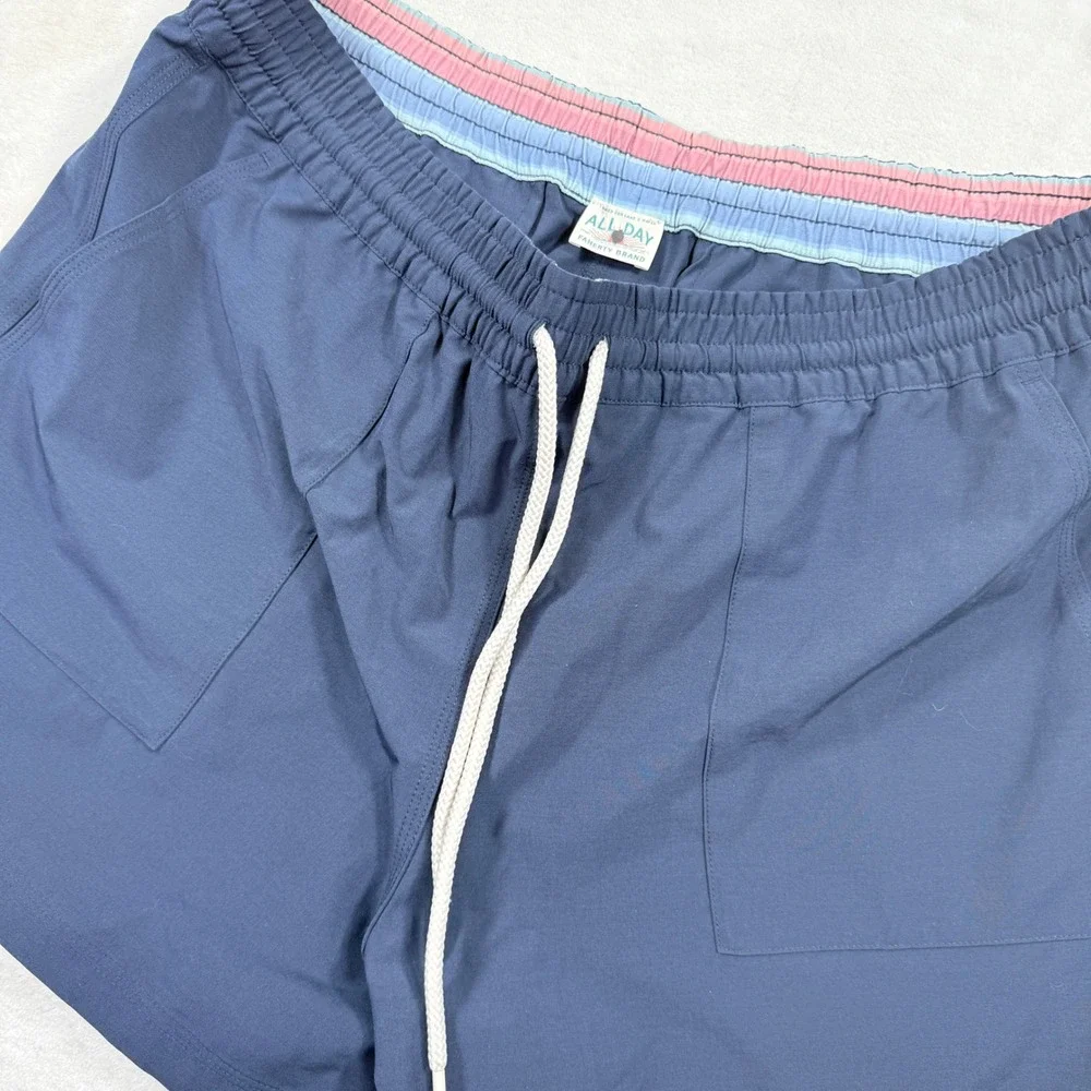 Faherty Brand All Day‎ Shorts Mens XXL Navy Blue Hybrid Swim Trunks Stretch 4.5